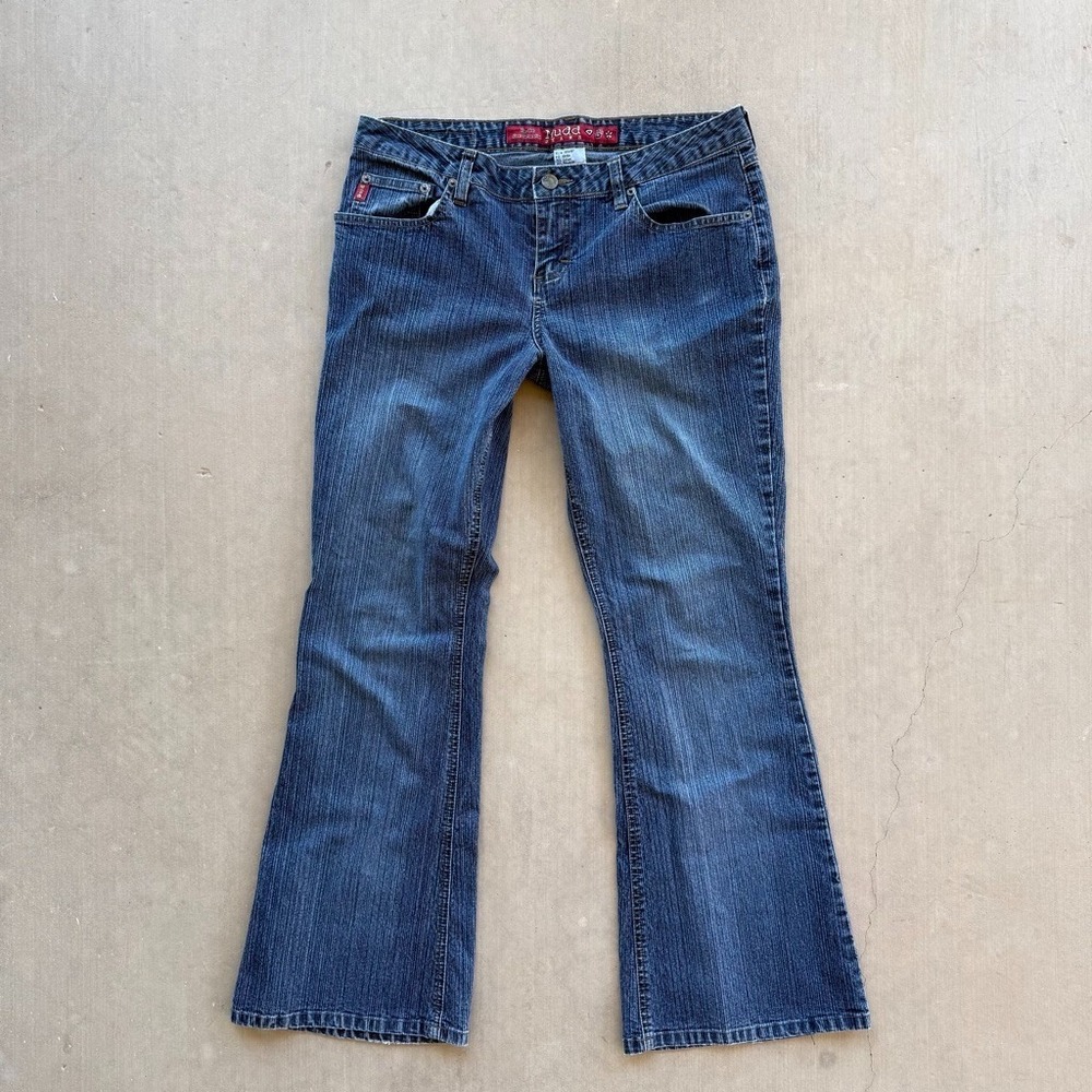 Y2K Mudd Jeans Womens‎ 11 Low Rise Flare Striped Stretch Denim 2000s Retro Pants